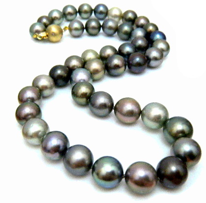 Light Multicoloured Tahitian Round Pearl Necklace